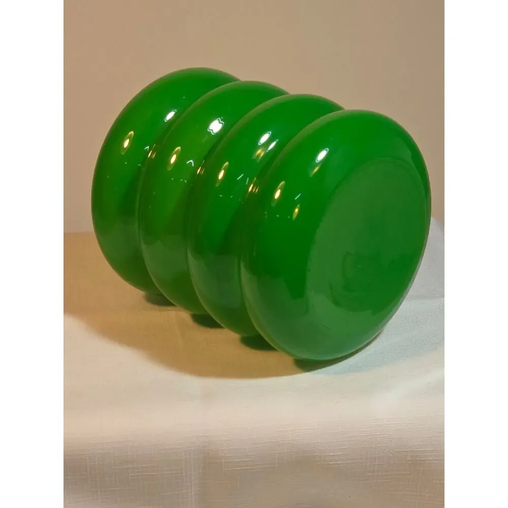 Anne Nilsson Green Ribbed Art Glass Vase Scandinavian Modern Designer Decor